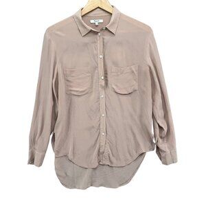 Madewell Silk Blouse Womens Blush Pink Long Sleeve Button Front Shirt Size S